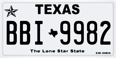 TX license plate BBI9982
