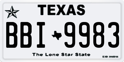 TX license plate BBI9983