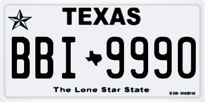 TX license plate BBI9990