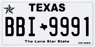 TX license plate BBI9991