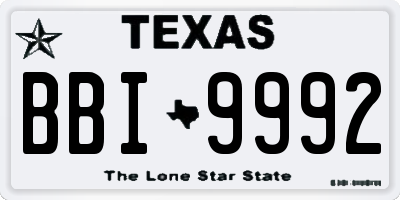 TX license plate BBI9992
