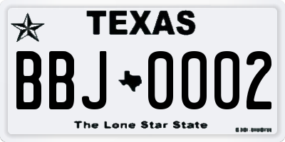 TX license plate BBJ0002