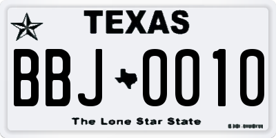 TX license plate BBJ0010