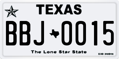 TX license plate BBJ0015
