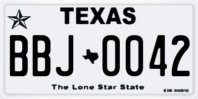 TX license plate BBJ0042