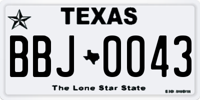 TX license plate BBJ0043