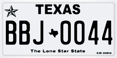 TX license plate BBJ0044