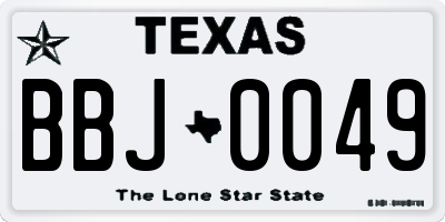 TX license plate BBJ0049