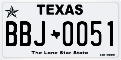 TX license plate BBJ0051