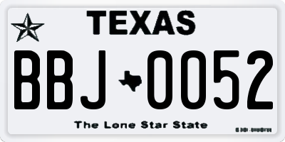 TX license plate BBJ0052