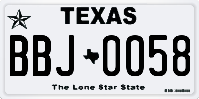 TX license plate BBJ0058