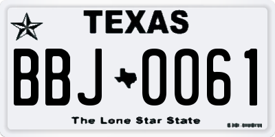 TX license plate BBJ0061