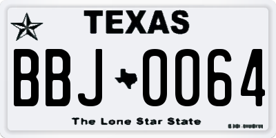 TX license plate BBJ0064