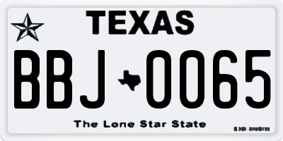 TX license plate BBJ0065