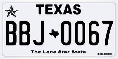 TX license plate BBJ0067