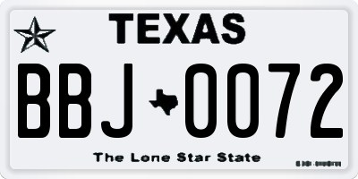 TX license plate BBJ0072