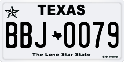 TX license plate BBJ0079