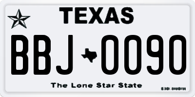 TX license plate BBJ0090