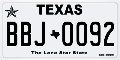 TX license plate BBJ0092