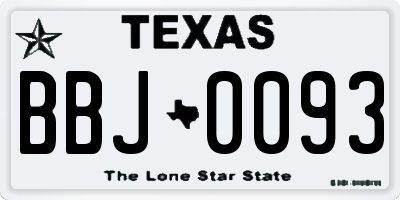 TX license plate BBJ0093