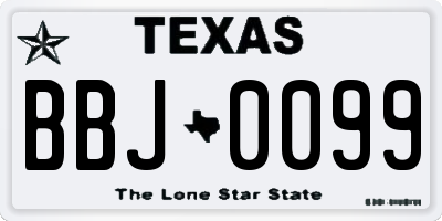 TX license plate BBJ0099