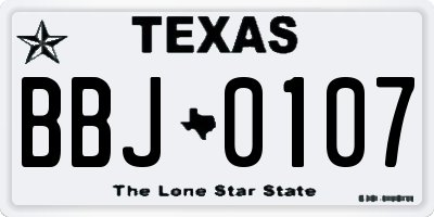 TX license plate BBJ0107