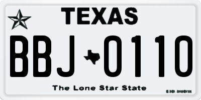 TX license plate BBJ0110