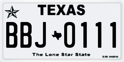 TX license plate BBJ0111