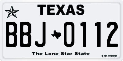 TX license plate BBJ0112