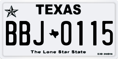 TX license plate BBJ0115
