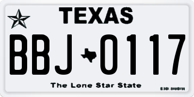 TX license plate BBJ0117