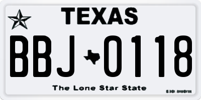TX license plate BBJ0118