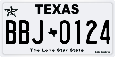 TX license plate BBJ0124