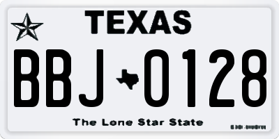 TX license plate BBJ0128