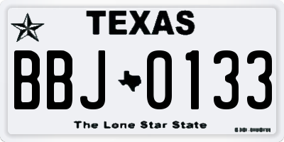 TX license plate BBJ0133