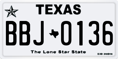 TX license plate BBJ0136