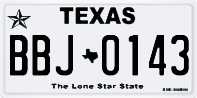 TX license plate BBJ0143