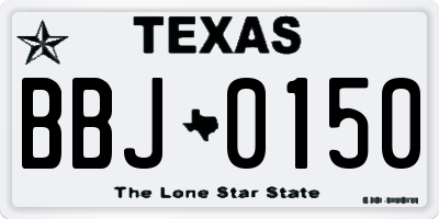 TX license plate BBJ0150