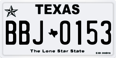 TX license plate BBJ0153
