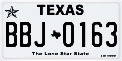 TX license plate BBJ0163