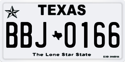 TX license plate BBJ0166