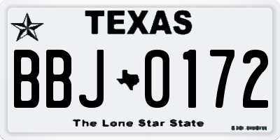 TX license plate BBJ0172