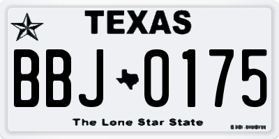 TX license plate BBJ0175