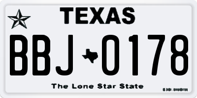 TX license plate BBJ0178