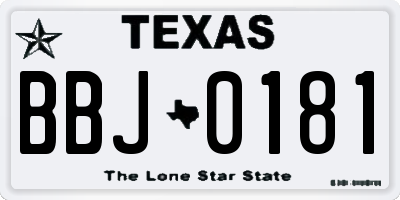 TX license plate BBJ0181