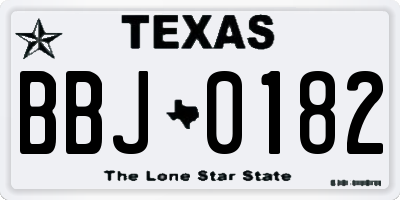 TX license plate BBJ0182