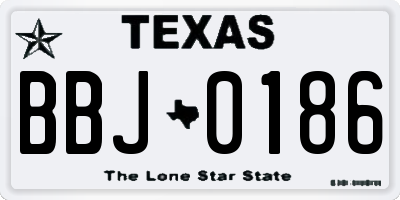 TX license plate BBJ0186