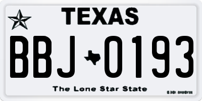 TX license plate BBJ0193