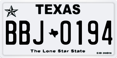 TX license plate BBJ0194