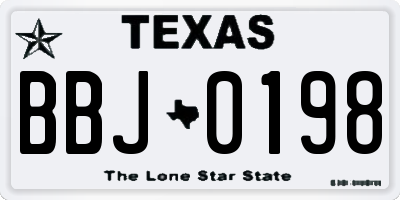 TX license plate BBJ0198